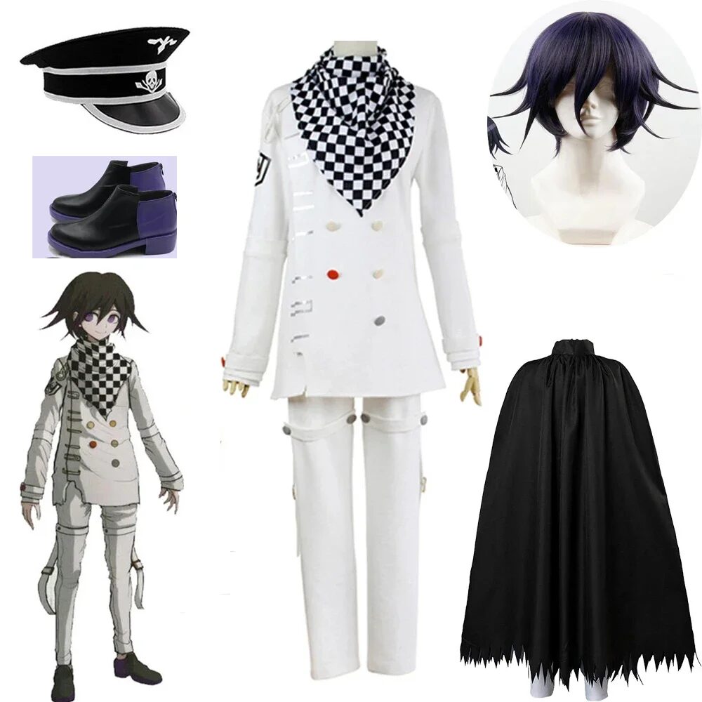 Anime Kokichi Oma Cosplay Costume Wig Japanese Game School Uniform Suit Clothes Women Men Halloween Role Play Outfit Shoes 1