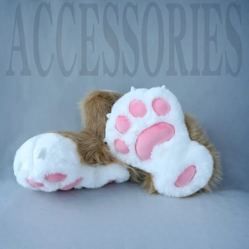 New Cute Plush Fursuit Animal Foot Sock Clothing Accessories Plush Cosplay Furry Animal Paw Shoes Cat Shoes Cat Paw Girl Shoes 1