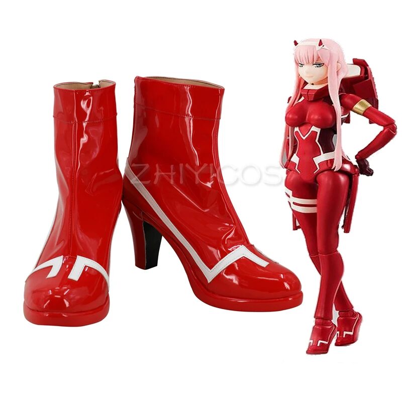 New Anime DARLING in the FRANXX Cosplay Shoes 002 Zero Two Cosplay Boots High Heels Carnival/Halloween Party Shoes for Women 1