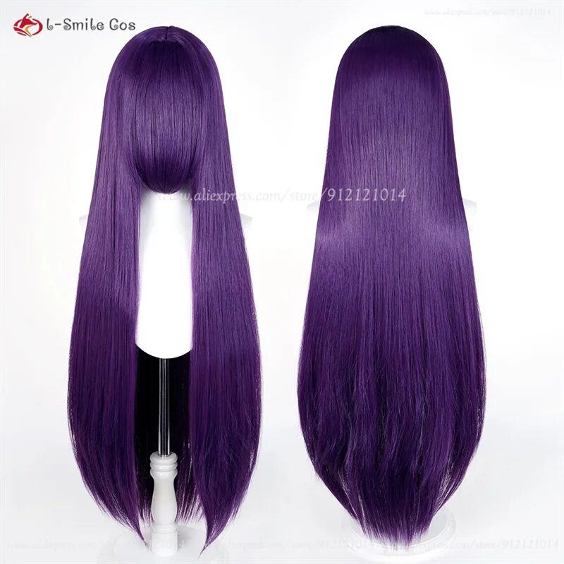 100cm Long Scalp Wig mit Pony Schwarz Weiß Blau, Cosplay Perücke Damen, Hitzebeständig, Synthetik Haar, Halloween 4 620g 100cm Long Scalp Wig With Bangs Black White Blue Wigs For Women Anime Cosplay Wig Heat Resistant Synthetic Hair Halloween 4