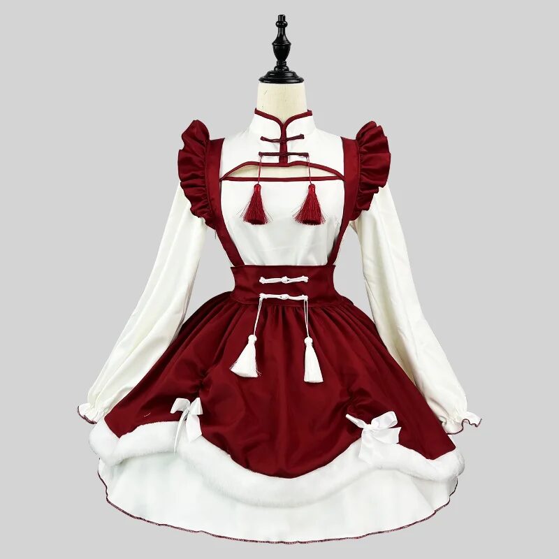 Anime Lolita Maid Costume Cosplay Kawaii School Girl Party Maid Role Play Animation Show Plus Size Long Sleeve Apron Maid Outfit 1