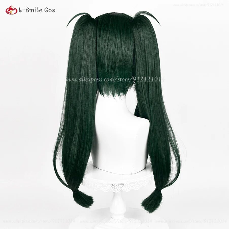 Qing Yi Cosplay Perücke 62cm Dunkelgrün Doppelzopf Hitzebeständig Halloween Anime 6 Qing Yi Cosplay Wig ZZZ Qingyi Cosplay 62cm Long Dark Green Double Ponytail Heat Resistant Synthetic Hair Halloween Anime Wigs 6