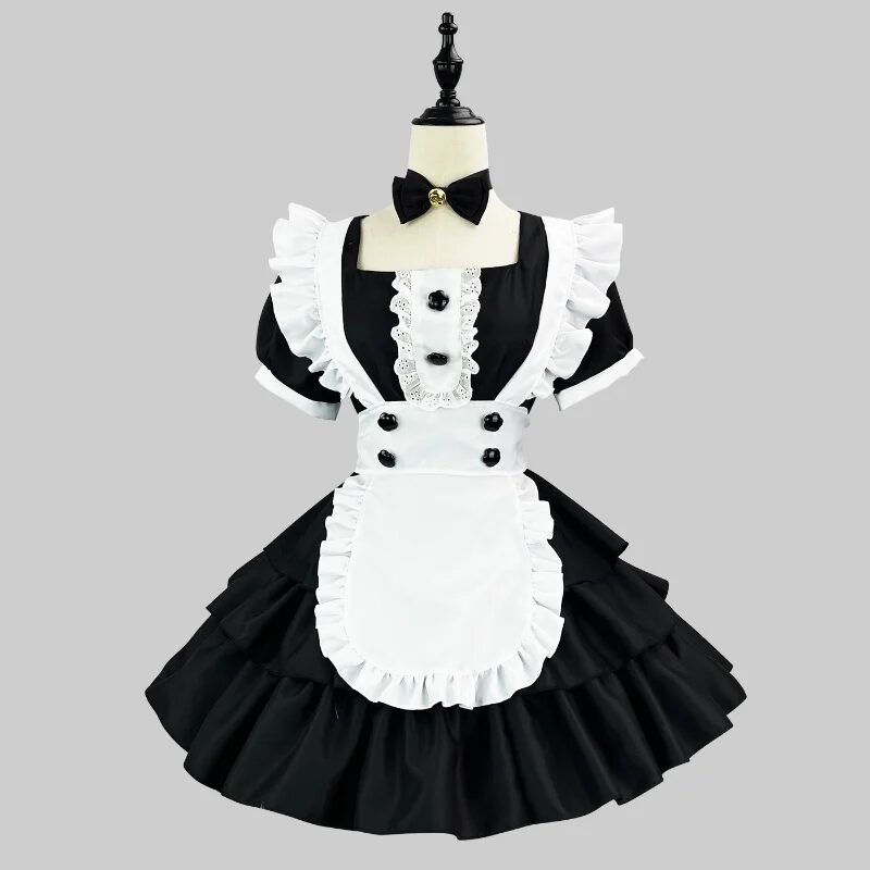Japanese Anime Cosplay Costume High Quality Black White Maid Outfit Apron Dress Plus Size Women Sexy Lingerie Stage Uniform New 1