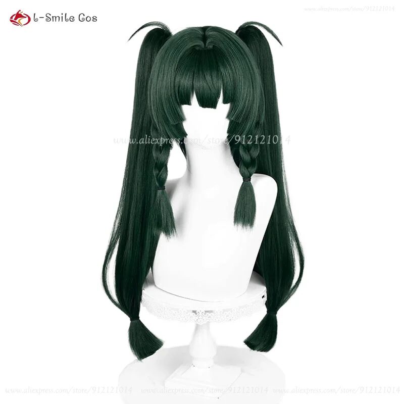 Qing Yi Cosplay Perücke 62cm Dunkelgrün Doppelzopf Hitzebeständig Halloween Anime 3 Qing Yi Cosplay Wig ZZZ Qingyi Cosplay 62cm Long Dark Green Double Ponytail Heat Resistant Synthetic Hair Halloween Anime Wigs 3