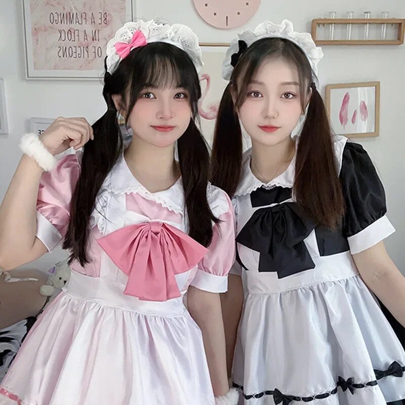Cosplay Pink Color Lolita Dress Maid Game Anime Cosplay Costume Women Japanese Kawaii Sweet Secondary Suits Halloween Dresses 1