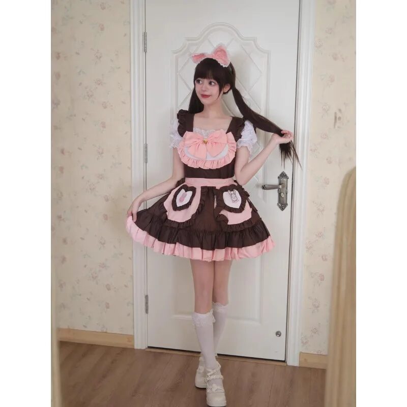 Halloween Cute Bunny Lolita Maid Cosplay Kleid für Damen, S-5XL 1 Halloween Cute Bunny Lolita Maid Dress Costumes Cosplay Rabbit Girl Maid Dress Suit for Waitress Maid Party Stage Costume S-5XL 1
