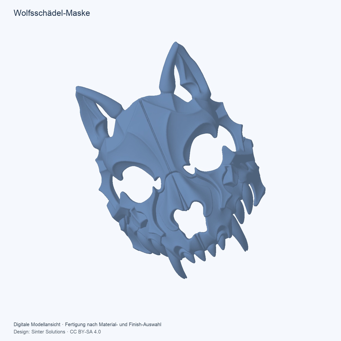 Digitale Ansicht einer Wolfsschädel-Maske als 3D-Modell